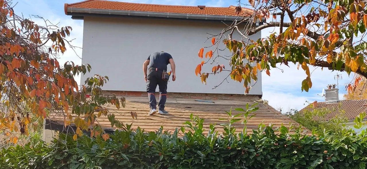 Vue d'ensemble de chantier toiture