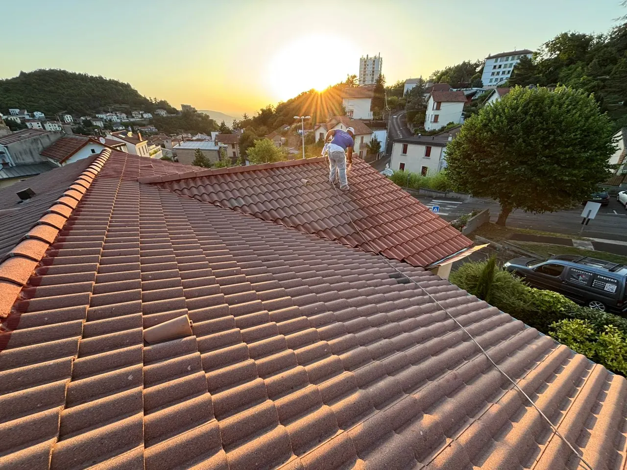 Vue d'ensemble de chantier toiture