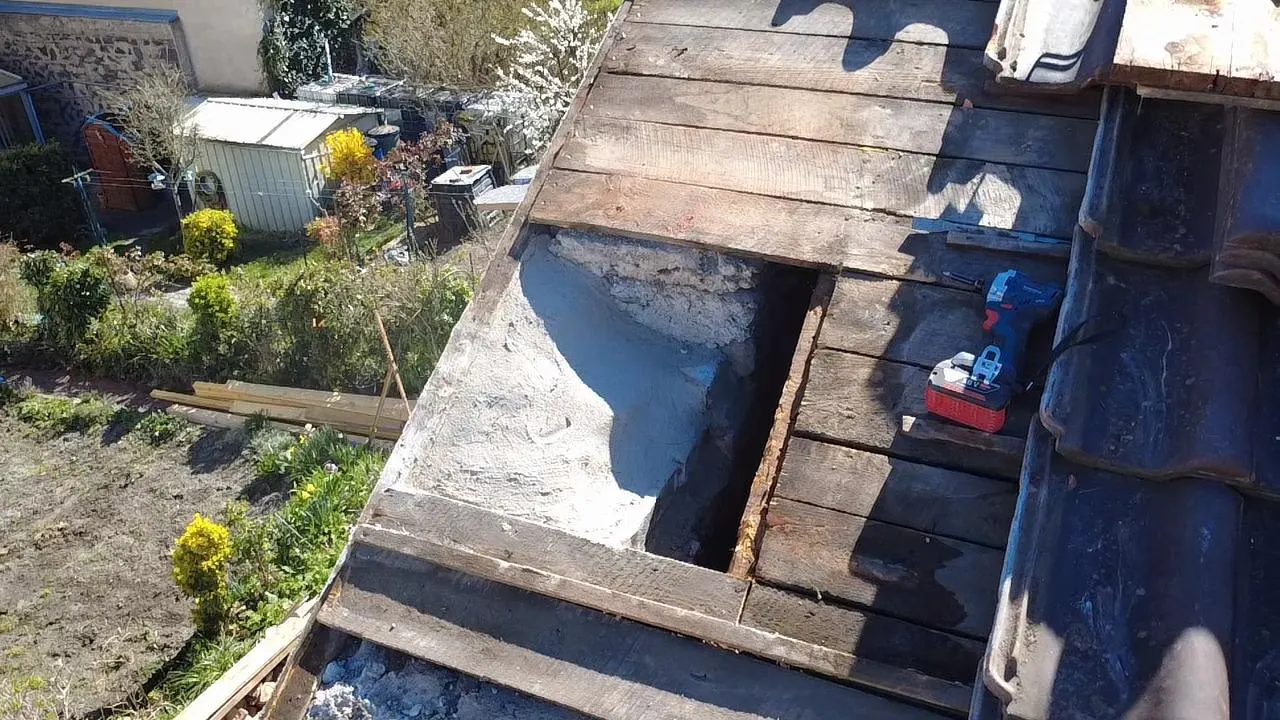 Vue d'ensemble de chantier toiture