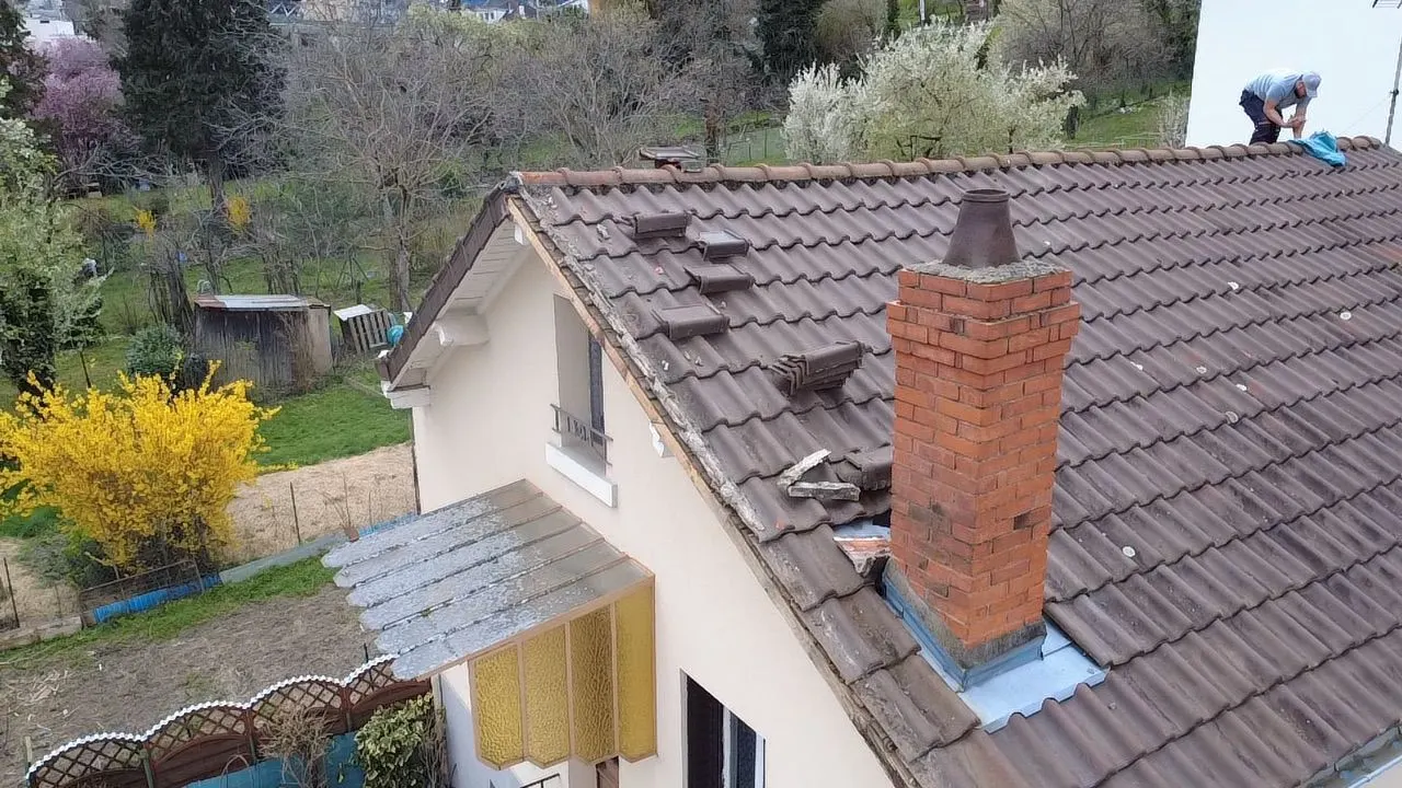 Vue d'ensemble de chantier toiture