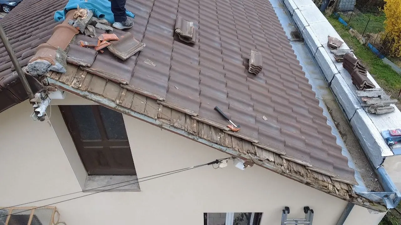 Vue d'ensemble de chantier toiture