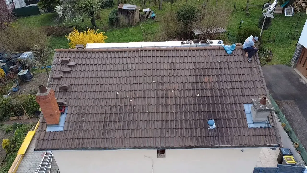 Vue d'ensemble de chantier toiture