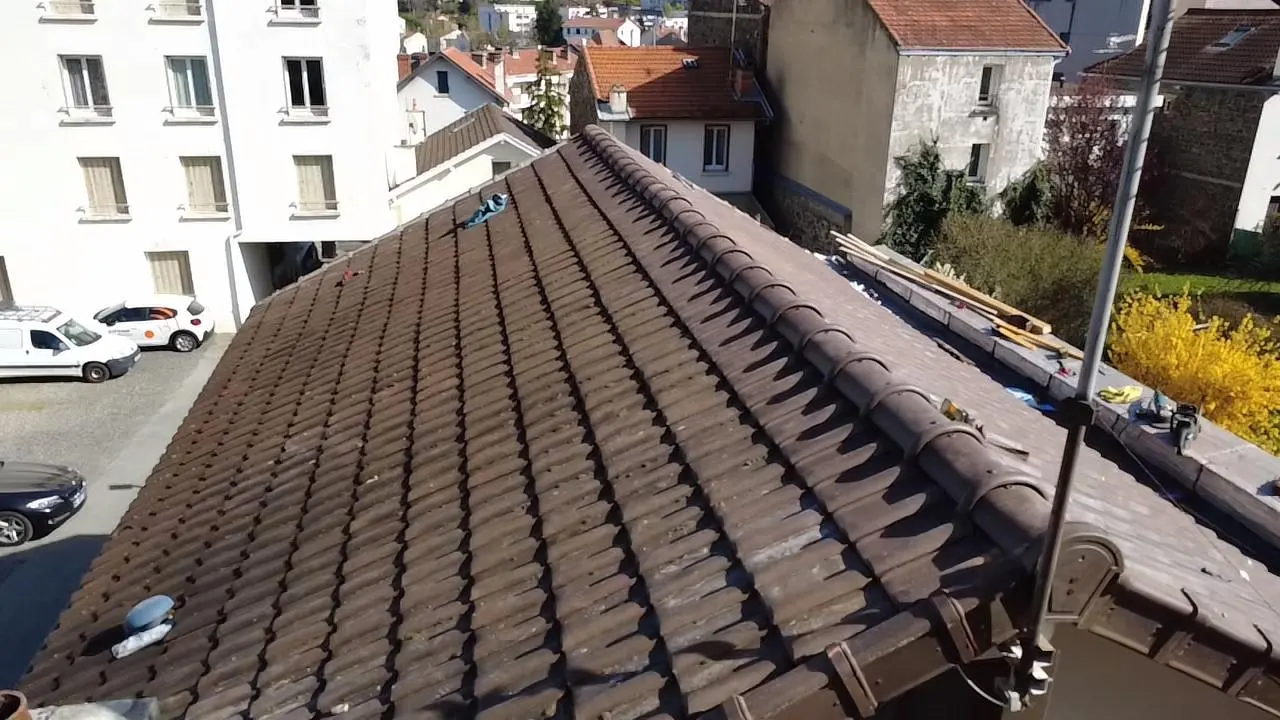 Vue d'ensemble de chantier toiture